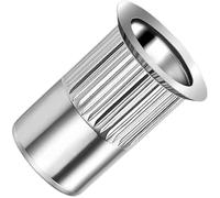 M6 Blind Rivet Nuts, Countersunk Head, Grooved Round Body, Open-ended Threaded Insert, 6mm Nutsert, Zinc Plated Steel Knurled Rivnut, Rivsert for Steel, Alloy, Copper, Plastic, Fiberglass (50 pcs.)