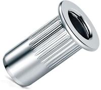M6 Blind Rivet Nuts, Dome Head Grooved Round Body Open-Ended Threaded Insert, 6mm Nutsert, Zinc Plated Steel Knurled Rivnut, Rivsert for Steel, Alloy, Copper, Plastic, Fiberglass (100 pcs.)
