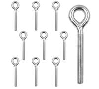 M6 Heavy Eye Bolts, 10Pcs Long Shank Lifting Eye Bolt, 304 Stainless Steel Ring Bolt for Timber Mounting Garden Hanging Projects, Seamless Welded Closed Corrosion Resistant(70 mm)
