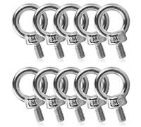 M6 Lifting Eye Bolt 10Pcs, 304 Stainless Steel Eye Bolts, Hardware Eye Nut, Eyebolts Male Thread Ring Screw for Various Lifting Equipment Fasteners