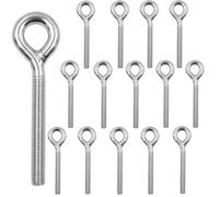 M6 Lifting Eye Bolt, 15Pcs Heavy Eye Bolts Lifting Long Shank Lifting Eye Bolt 304 Stainless Steel Closed Weld Coil Screw Threaded Rod for Hammocks, Swing Chair Garden Boat Yacht