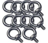 M6 Lifting Eye Bolts, Pack of 10 - A4 316 Marine Grade Stainless Steel DIN 580 Style Ring Eye Bolt for Boat, Rigging, Sailing, Wire Rope & Marine Hardware