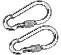 M6-M12 Heavy Duty Alloy Steel Locking Carabiner, Durable Snap Hook with Nut Gauge for Indoor/Outdoor, Camping, Fishing, Keychains, Hiking, Dog Leash (2, M10)