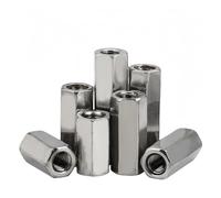M6 M8 M10 M12 A2-70 304 Stainless Steel Hexagon Hex Extend Long Rod Coupling Nuts Hex Tubular Nut(M6x10x15 5pcs)
