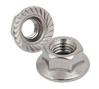 M6 Serrated Flange NUT - A2 Grade 304 Stainless Steel 6mm Metric Hexagon Nuts - DIN 6923 - by POWCOG® - Pack of 50