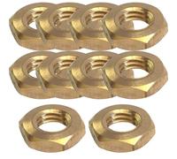 M6 Solid Brass Half Nuts, Pack of 10 - DIN 439 Thin Hex Lock Nut Jam Nut for Electrical, Plumbing, Decorative, Antique Restoration & DIY