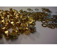 M6 SOLID BRASS HEXAGON DOME NUTS WITH FREE M6 BRASS WASHERS 12/25 OR 50 PACKS (12)