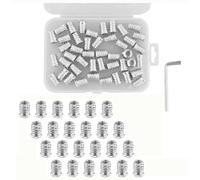 M6 Threaded Inserts for Wood, 100 Pcs Hex Threaded Inserts Nuts Flanged Socket Hex Socket Drive Screw-in Nuts Fasteners for Wood Timber Furniture