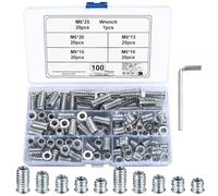 M6 Threaded Inserts for Wood, 100 Pcs Threaded Insert Nuts, Hex Threaded Inserts, Flanged Socket Nuts, Hex Socket Drive Screw-in Fasteners for Wood Timber Furniture