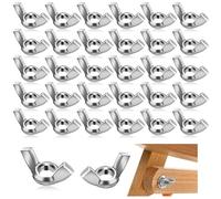 M6 Wing Nuts,30 PCS 304 Stainless Steel Butterfly Wingnuts Hand Twist Tighten Fasteners for DIY Tools Electronic Devices and Mechanical Equipment Silver