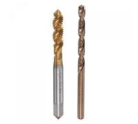 M6 x 1 Spiral Flute Tap 5.0mm Drill Bit Set, Metric Titanium Plated M35 Cobalt High Speed Steel Machine Threading Screw Tap Drilling Tool