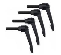 M6 x 10/15/20/25/30/35/40/45/50/60mm Male Thread Metal Adjustable Handle Lever Grip 4pcs Black for Lathe Machinery(M6*40mm)