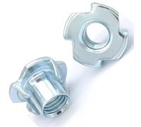 M6 x 12mm Captive Nuts (Pack of: 10) Four Pronged Tee Nuts Steel Zinc Plated T Nut