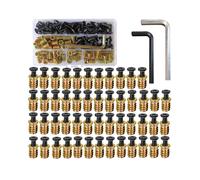 M6 X 15mm Threaded Inserts Nuts and M6 X 20mm Flat Socket Screws 100-Piece Set for Furniture Assembly