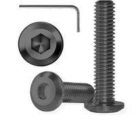 M6 x 40mm 30Pcs M6 Bolts Flat Head Hex Socket Carbon Steel Black Finish Hex Spanner Full Thread Machine Screw Furniture Bolts