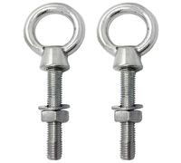 M6 x 40mm Long Shank Eye Bolt + Nut & Washer, Pack 2, A4 316 Marine | Long shank with closed ring eye. Hex nut and flat washer included. Boat, sailing, deck, rigging, awning, marine hardware.