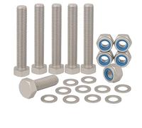 M6 x 80mm Hex Head Nuts and Bolts and Washers Set (5PK) A2 Stainless Steel, Fully Threaded Hex Head Cap Screws For Construction, Automotive, Machinery