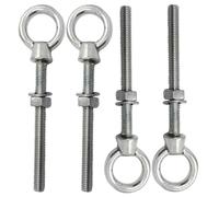 M6 x 80mm Long Shank Eye Bolt + Nut & Washer, Pack 4, A4 316 Marine | Long shank with closed ring eye. Hex nut and flat washer included. Boat, sailing, deck, rigging, awning, marine hardware.