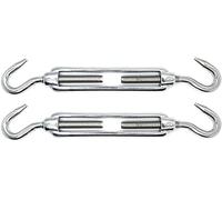 M6 x 90mm Hook & Hook Turnbuckles Wire Tensioner Strainer Closed Hook Threaded Hook A4 Marine Grade Stainless Steel (Pack of 2) X05B