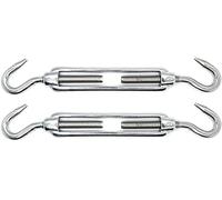 M6 x 90mm Hook & Hook Turnbuckles Wire Tensioner Strainer Closed Hook Threaded Hook A4 Marine Grade Stainless Steel (Pack of 2) X05B