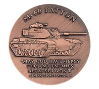 M60 Patton Tank Commemorative Coin - Antique Bronze Iron Coin Featuring Engraved U.S. Army Tank Design and Patton Quote, Military Challenge Coin for Tactical Collectors and Historical Enthusiasts