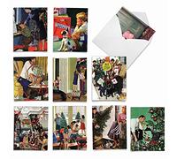 M6058 Home For The Holidays: 10 Assorted Christmas Note Cards Featuring Whimsical, Vintage Illustrations Of Holiday Memories From Years Gone By, w/White Envelopes. by The Best Card Company