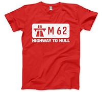 M62 Highway to Hull - Men's Unisex Tshirt for Yorkshireman top Gear leeds Bradford Yorkshire Tee- L red