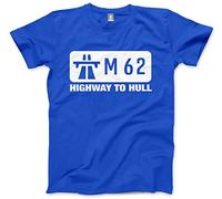 M62 Highway to Hull - Men's Unisex Tshirt for Yorkshireman top Gear leeds Bradford Yorkshire Tee- M Blue