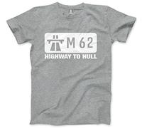 M62 Highway to Hull - Men's Unisex Tshirt for Yorkshireman top Gear leeds Bradford Yorkshire Tee- XL Grey