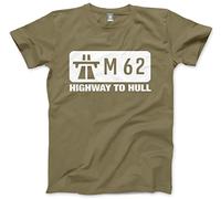 M62 Highway to Hull - Men's Unisex Tshirt for Yorkshireman top Gear leeds Bradford Yorkshire Tee- XL Khaki