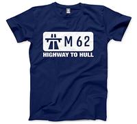 M62 Highway to Hull - Men's Unisex Tshirt for Yorkshireman top Gear leeds Bradford Yorkshire Tee- XL Navy