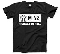 M62 Highway to Hull - Men's Unisex Tshirt for Yorkshireman top Gear leeds Bradford Yorkshire Tee- XXL Black