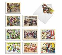 M6473TYGsl Cats Are People Too: 10 Assorted Thank You Note Cards Vintage Style Postcards Featuring Felines Engaged in Everyday and Leisure Activities, w/White Envelopes. by The Best Card Company