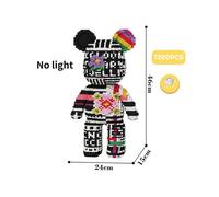 (M6888-Y) Giant Fluid Violence Bear Cartoon Love Violent Bear Bearbrick Colour Model Building Block Micro Diamond Bricks Kids Toy Gift Set