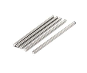 M6x120mm 304 Stainless Steel Fully Male Threaded Rod Bar Studs Silver Tone 5 Pcs