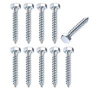 (M6x40)10Pcs M6x40mm Coach Screws, Hex Lag Bolts Zinc Plated for Decking | Carbon steel full thread self-tapping bolts, suitable for fencing, wood construction, and concrete, anti-corrosion coated.