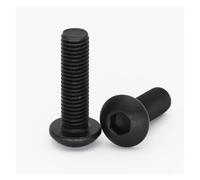 M7 1mm Pitch 12-60mm Fine Thread GB7380 12.9 Grade Nickle Plating Black Hexgaon Socket Button Pan Round Allen Head Bolt Screw(Black,12Pcs M7x1x30mm)