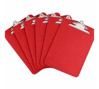 M7 Packaging Clipboard A4 with Heavy Duty Clip, Wooden with Hanging Hole for School, Office, Restaurant (Red, 6 Pack)
