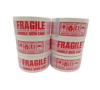 M7 Packaging Heavy Duty Packaging Tape, 48mm x 66m 45 microns, 6 Rolls, Clear/Brown/Fragile Tapes, Strong Adhesive for Parcels and Moving Boxes (No Dispenser, Fragile)