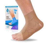 M7 Sport Kinesiology Ankle Tape for Ankle Sprain and Injury Recovery, Kt Tape for Ankle, Pain Relief Therapeutic Tape, Plantar Fasciitis, Waterproof, Eases Swelling (Beige, 4-Pack)