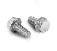 M8-1.25 x 16mm Flange Bolts Flanged Hex Screws, DIN 6921, Stainless Steel 18-8 (304), Plain Finish, Fully Threaded, 15 PCS