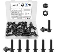 M8-1.25 x 40mm Black Flanged Hex Head Bolts Nuts Kit, 18Pcs Flange Screws and 10Pcs Flange Nuts, External Hex Drive, Grade 10.9 Alloy Steel, Fully Coarse Threaded, for Automotive, Pump, DIY Project