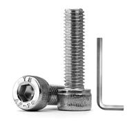 M8-1.25 x 45mm Hex Socket Head Cap Screws Bolts, 304 Stainless Steel 18-8, Allen Drive, Bright Finish, Full Threads, 10 PCS (with Hex Spanner)