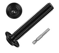 M8-1.25 x 60mm Flange Button Head Hex Socket Cap Bolts Screws, 304 Stainless Steel 18-8, Allen Socket Drive, Black Finish, Full Thread, Screwdriver Bit Included, 20 PCS