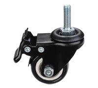 M8 1.5 Inch Office Chair Caster WheelsSilent Soft Rubber Rollers Swivel Casters with Brake Easy Replacement for Safe Fur Hardware1 Piece