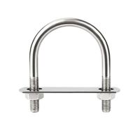 M8 304 Stainless Steel Fixed Buckle Inner Width 22-114mm, Round U Shape Pipe Clamp Clip with 3mm Plate Nuts 1pc(M8x60x150mm)