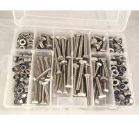M8 and M10 Assorted Bolts Nuts and WASHERS KIT Set A2 Stainless Steel DIN 933 - NYLOC