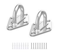 M8 Diamond Pad Eye Plate - 2Pcs 304 Stainless Steel Suspension U Hooks with Screws, Metal Brushed Marine Heavy Duty Shape Staple Ring Loop Anchors Plates for Wall Ceiling Hanger Swing Hammock Swing