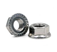 M8 Flange Hex Nuts - 8mm Serrated Steel Flanged Nut - Pack of 100