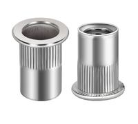 M8 Flange Rivet Nuts, 304 Stainless Steel Rivnut, Knurled Flat Head Threaded Insert Blind Nutserts, Silver, 50 PCS